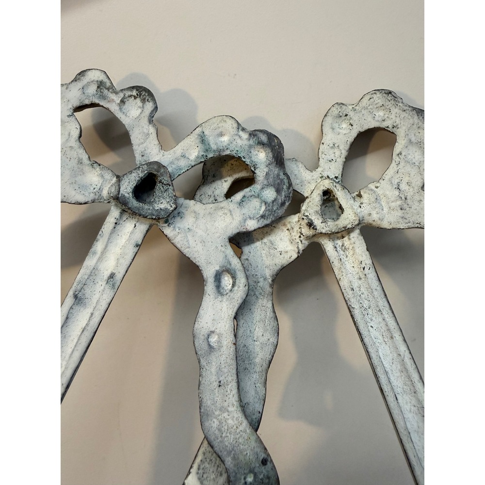 Unbranded Wall Sconce Pair White Excellent Bow Ribbon Tassel Metal patina - Picture 3 of 6